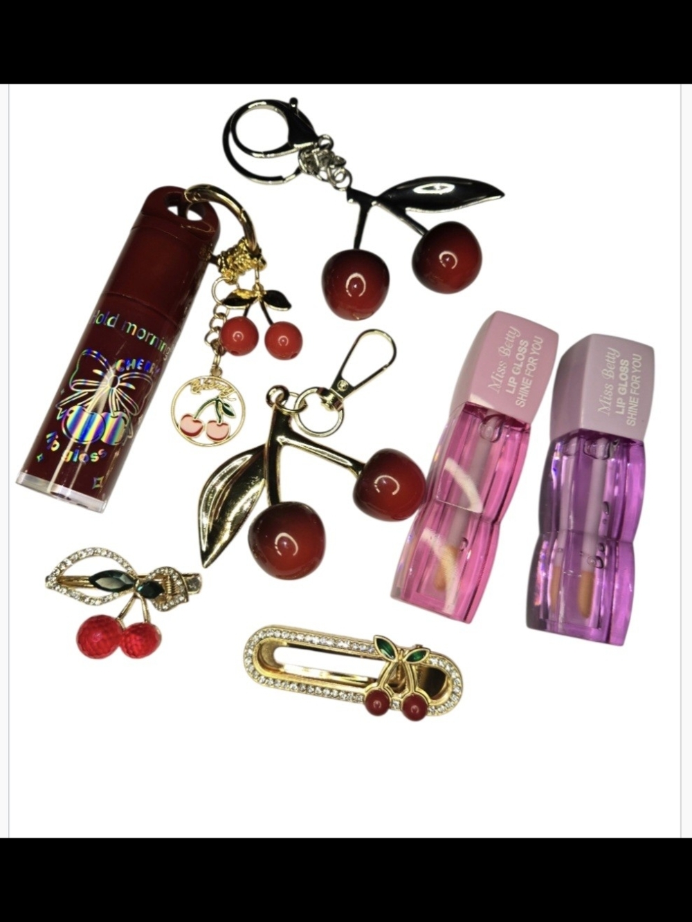 Cherry Charm Key & Card Holder Set in Red - Multipack Accessories